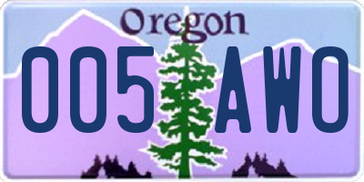 OR license plate 005AWO