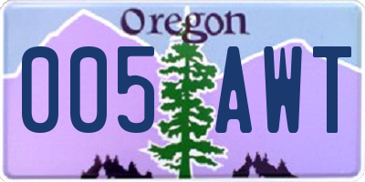 OR license plate 005AWT