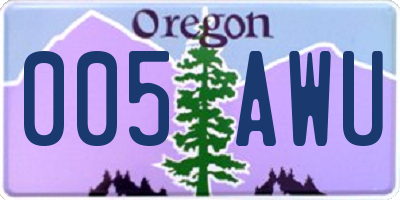 OR license plate 005AWU