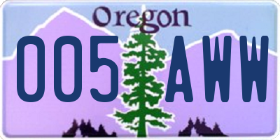 OR license plate 005AWW