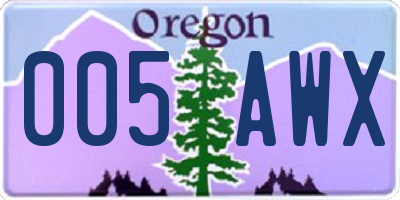 OR license plate 005AWX
