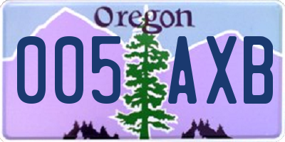 OR license plate 005AXB