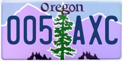 OR license plate 005AXC