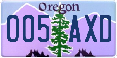 OR license plate 005AXD