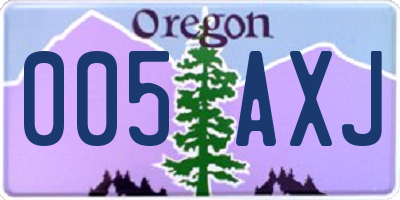 OR license plate 005AXJ