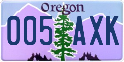 OR license plate 005AXK