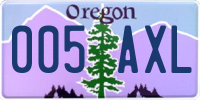 OR license plate 005AXL