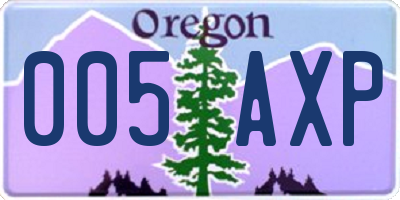 OR license plate 005AXP