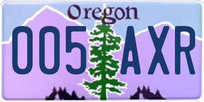 OR license plate 005AXR