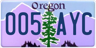 OR license plate 005AYC