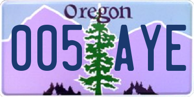 OR license plate 005AYE