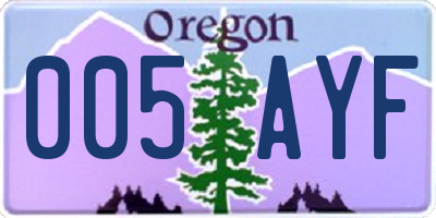 OR license plate 005AYF