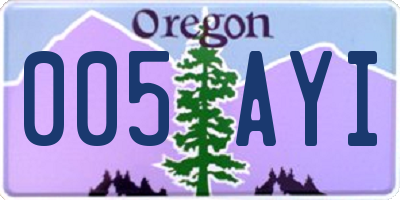 OR license plate 005AYI
