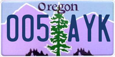 OR license plate 005AYK