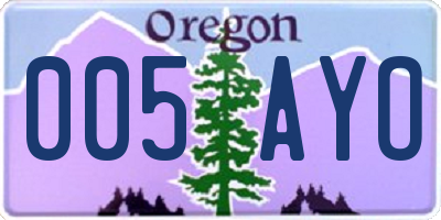 OR license plate 005AYO