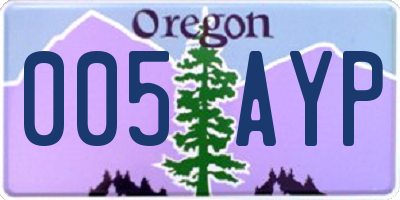 OR license plate 005AYP