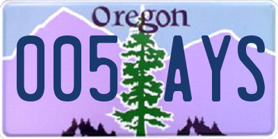 OR license plate 005AYS