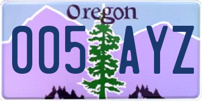 OR license plate 005AYZ