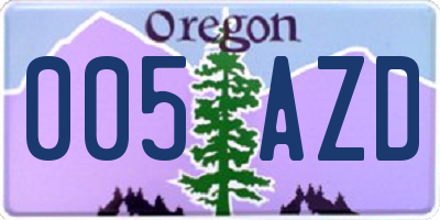 OR license plate 005AZD