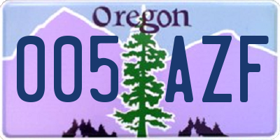 OR license plate 005AZF