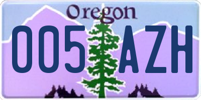 OR license plate 005AZH