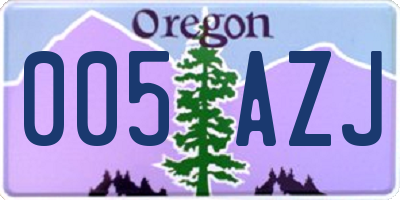 OR license plate 005AZJ