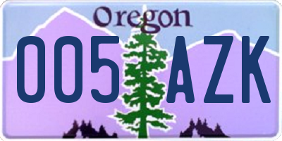 OR license plate 005AZK