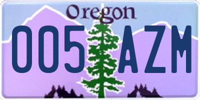 OR license plate 005AZM