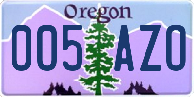 OR license plate 005AZO