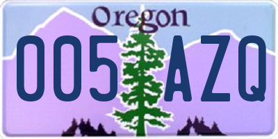 OR license plate 005AZQ