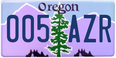OR license plate 005AZR