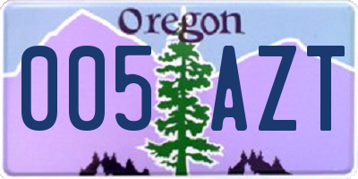 OR license plate 005AZT