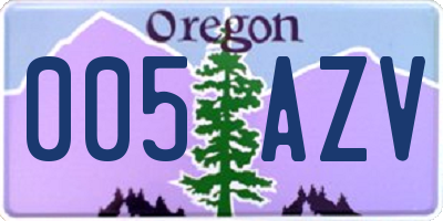 OR license plate 005AZV