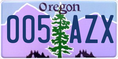 OR license plate 005AZX