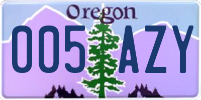 OR license plate 005AZY