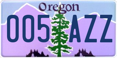 OR license plate 005AZZ