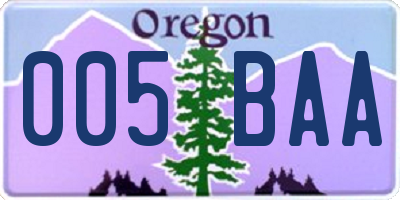 OR license plate 005BAA