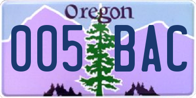 OR license plate 005BAC