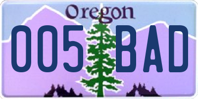 OR license plate 005BAD