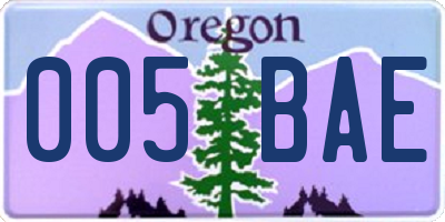 OR license plate 005BAE