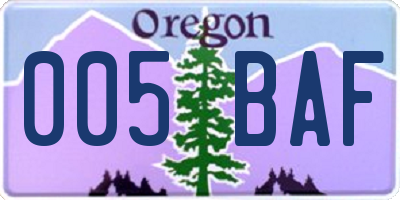 OR license plate 005BAF