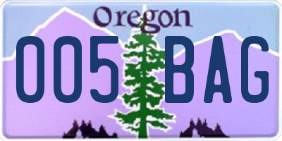 OR license plate 005BAG