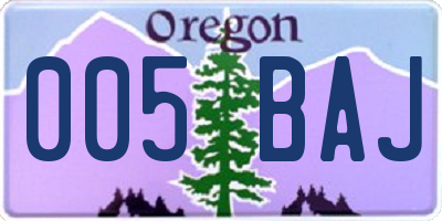 OR license plate 005BAJ