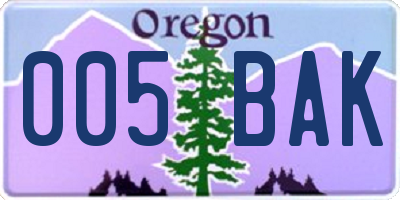 OR license plate 005BAK