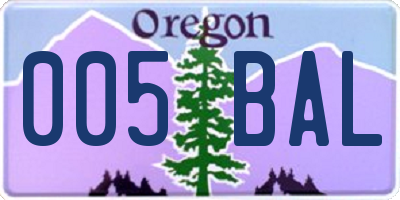 OR license plate 005BAL