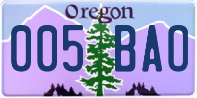 OR license plate 005BAO