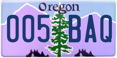 OR license plate 005BAQ