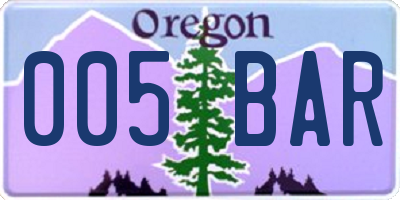 OR license plate 005BAR