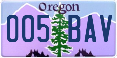 OR license plate 005BAV