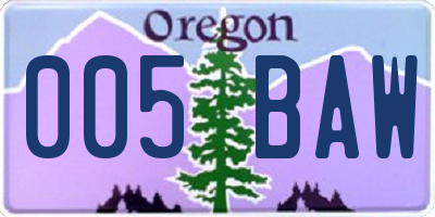OR license plate 005BAW